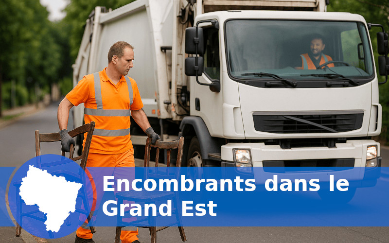 Employés collectant des encombrants dans la région Grand Est