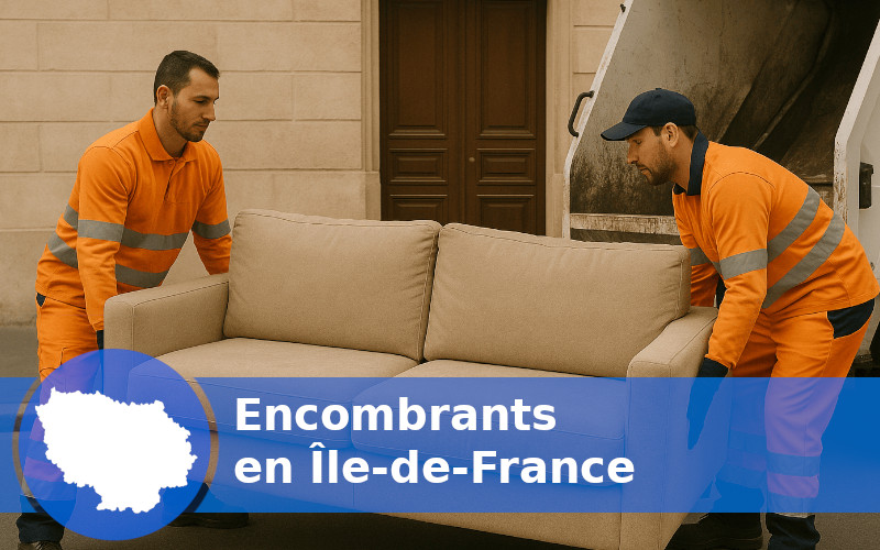 Employés collectant un canapé encombrant en Île-de-France