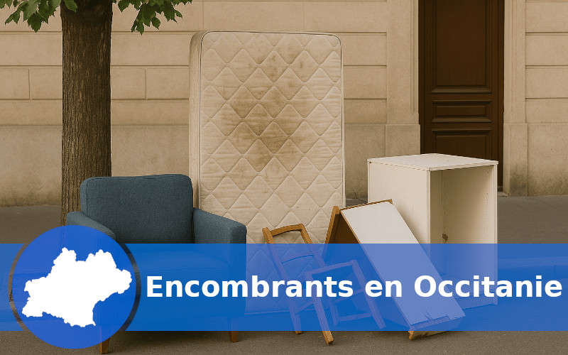 Encombrants sur un trottoir en Occitanie