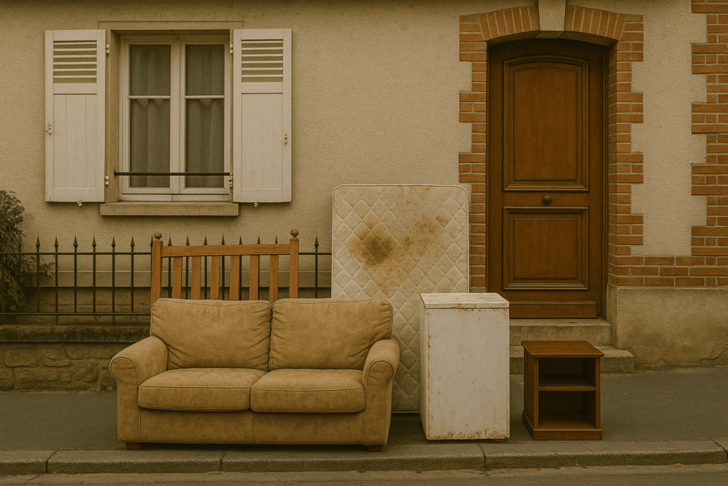 Encombrants sur un trottoir à Nanterre