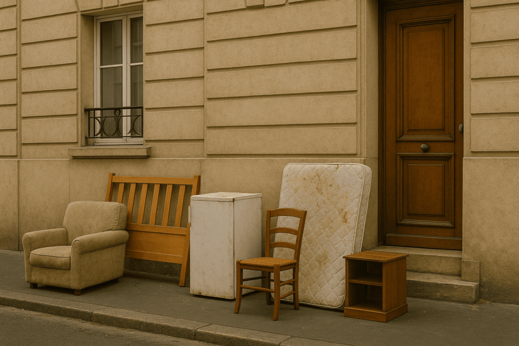 Encombrants sur un trottoir à Versailles