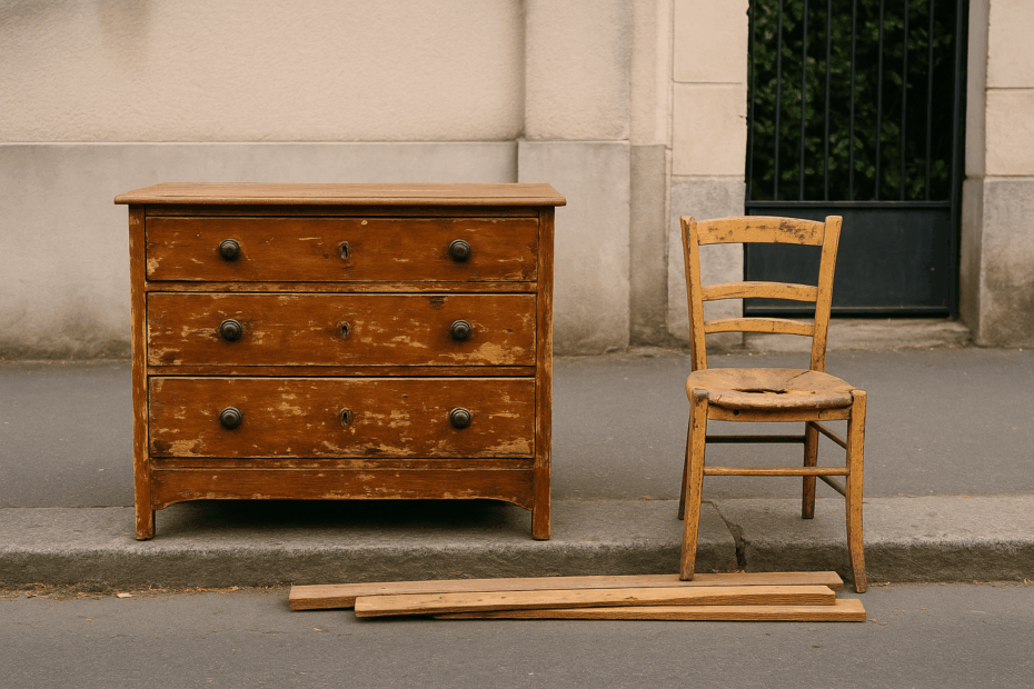 Encombrants sur le trottoir