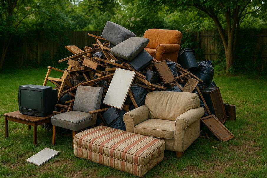 Encombrants dans un jardin à Aurillac