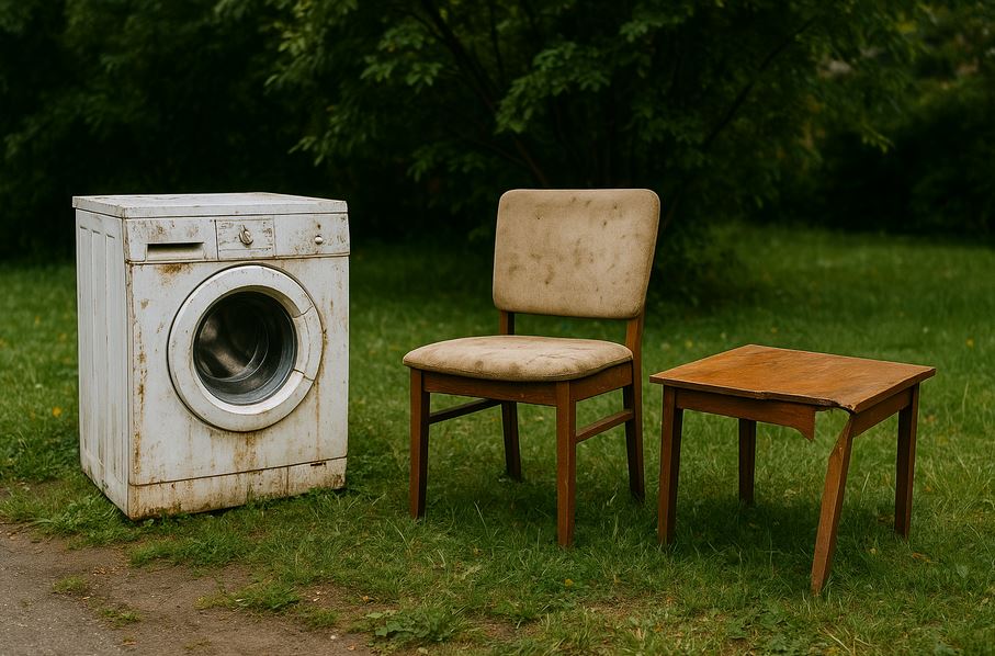 Encombrants dans un jardin à Coudekerque-Branche