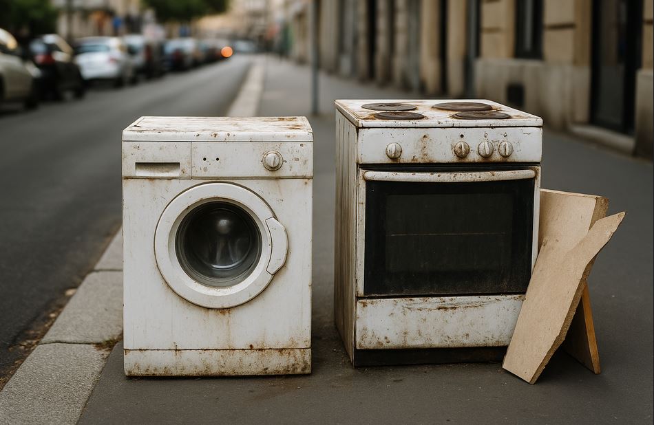 Encombrants sur le trottoir à Voiron