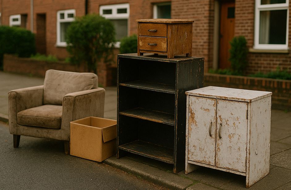 Encombrants sur le trottoir à Saint-Lô