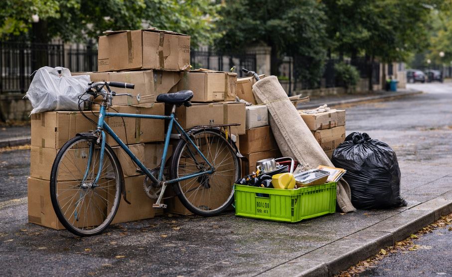 Encombrants sur le trottoir à Villefranche-sur-Saône