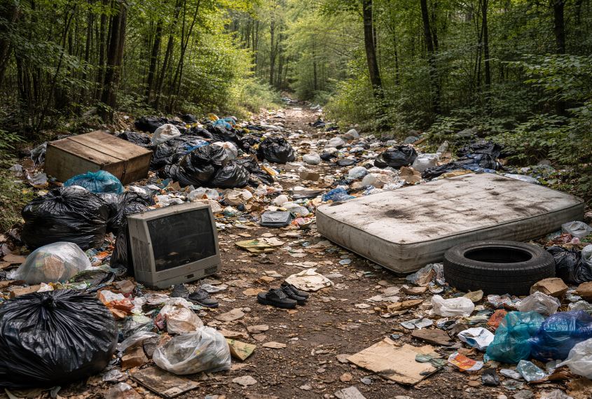 Dépôt sauvage en forêt