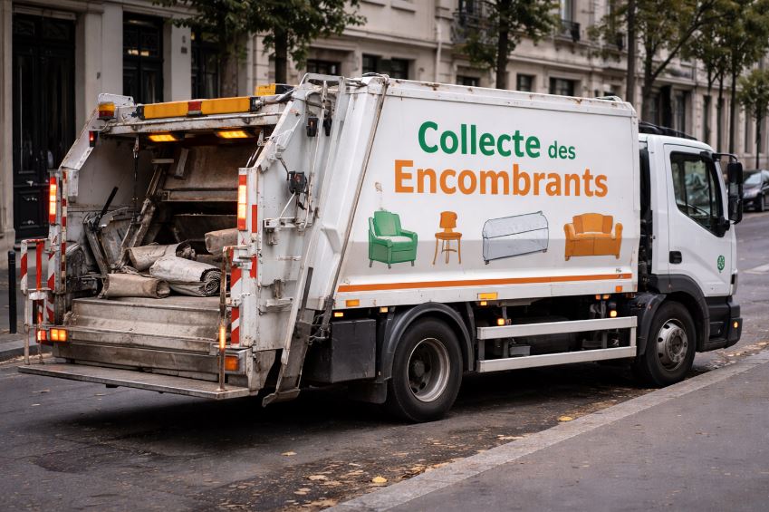 Camion de collecte des encombrants à Saint-Germain-en-Laye