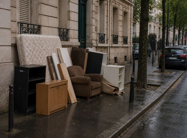 Encombrants sur le trottoir à Villeneuve-Loubet